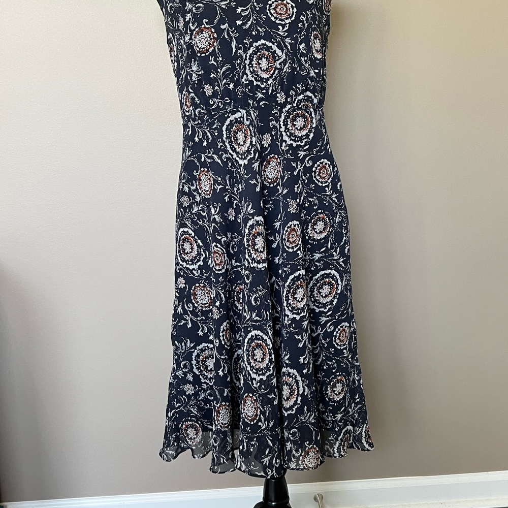 Ann Taylor Blue Strapless A-line Midi Dress